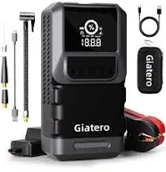 Q13 4000A Portable Car Jump Starter with Air Compressor 150PSI, Jump Start Battery Pack(10.0L Gas/8.0L Diesel), 12V Jump Box with 3 Modes Flashlight & Jumper Cable, LCD Display Power Bank