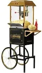 Nostalgia Vintage 10-Ounce Vintage Professional Popcorn Cart - 59-inches Tall - Black