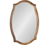 Kate and Laurel Hatherleigh Traditional Scalloped Oval Wall Mirror, 24 x 34, Walnut Brown, Vintage Decorative Wooden Rectangular Mirror for Use in Bathroom, Entryway, or Bedroom