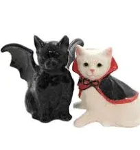 Ceramic Halloween Vampire and Dracula Cat Salt And Pepper Shakers, Home Decor