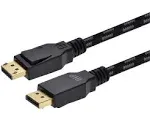 Monoprice 37920 Braided DisplayPort 1.4 Cable Gray - 6 ft.