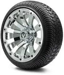 MODZ 14&#034; Bomber Chrome Golf Cart Wheels and Tires (205-30-14) Set of 4