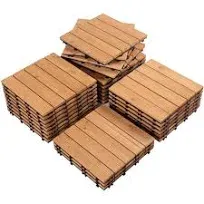 Yaheetech Wood Flooring Tiles Patio Garden