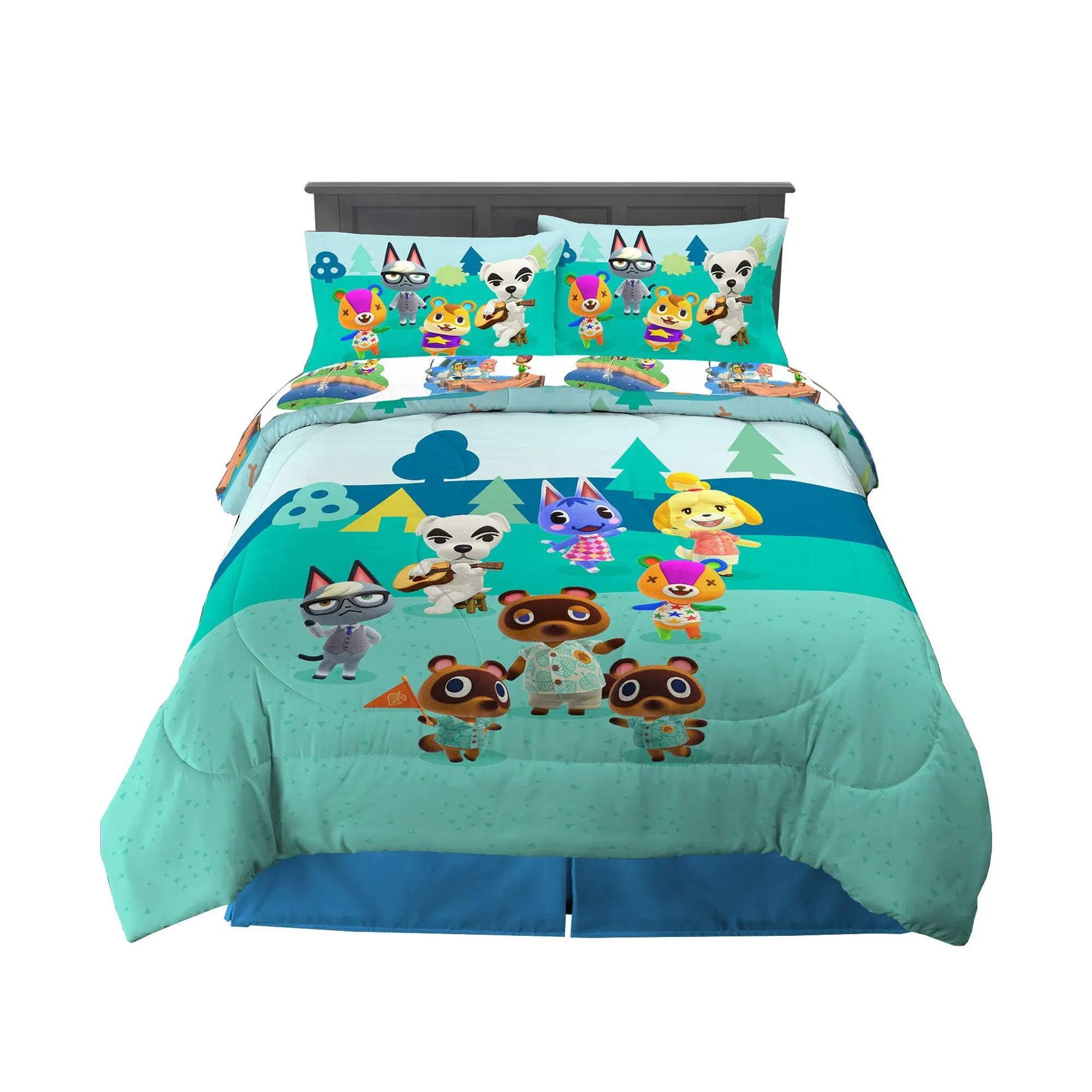 Franco Kids Bedding Super Soft Comforter and Sheet Set, 5 Piece Full size, Animal Crossing