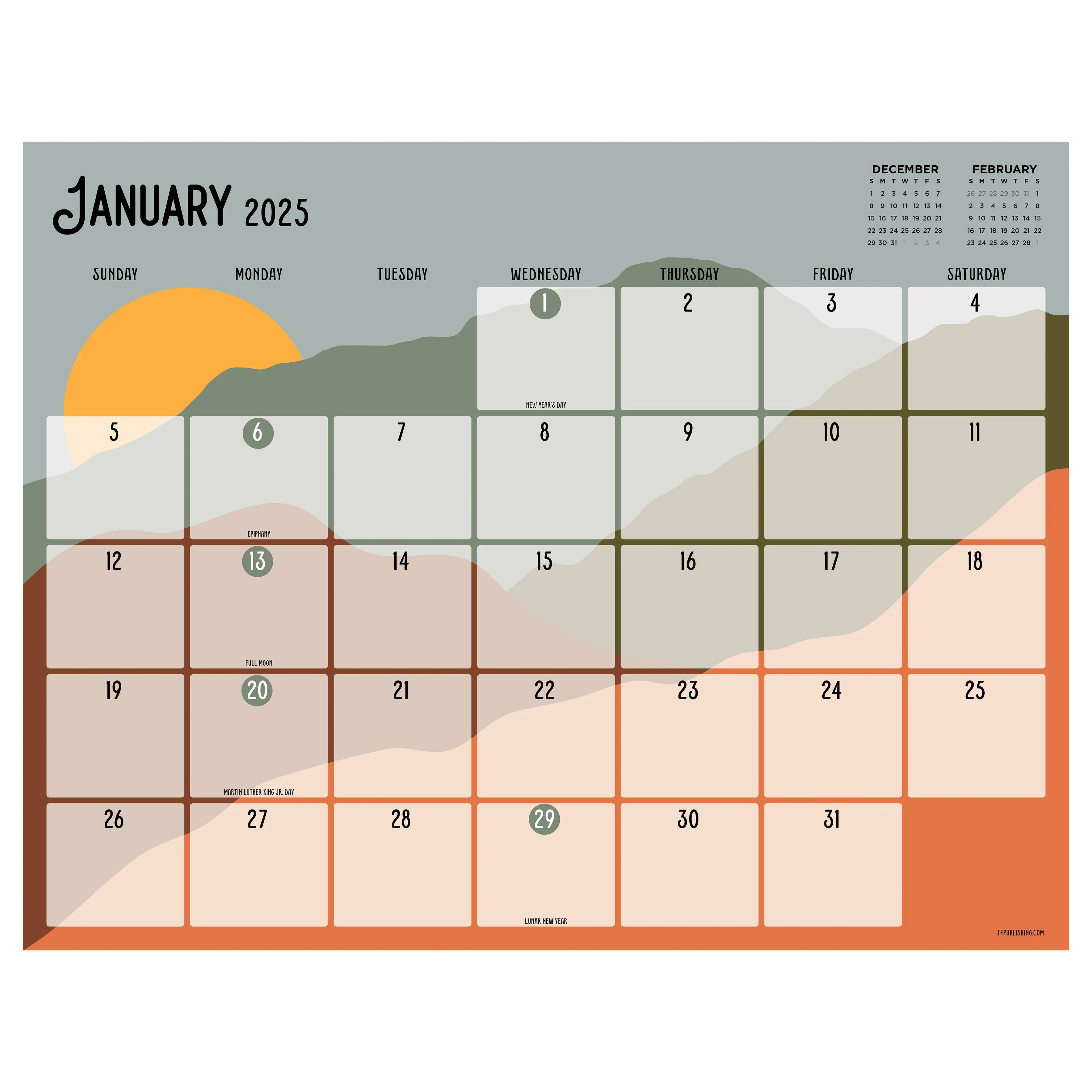 2025 landscapes Large Desk Pad Monthly Blotter Calendar