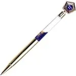 CON*QUEST Conquest Journals Harry Potter Chocolate Frog Ballpoint Pen, Twist Metal, Refillable Black Ink, Glass Stone Topper, Oil Top Barrel with Floating Shapes & Blue Crystals, Officially Licensed