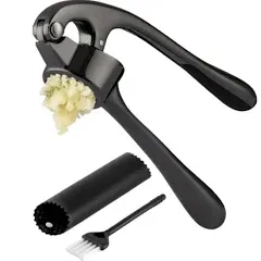 Garlic Press With Silicone Peeler and Brush