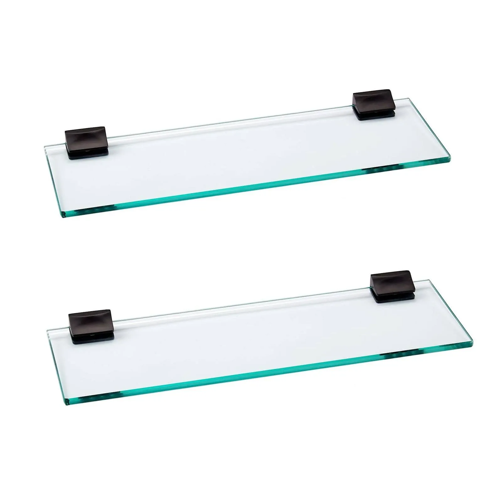 APROTOSS Upgrade Your Bathroom with Our Sleek 16-inch Glass Shelves with Black Brackets ! Glass Shower Shelves for Tile Walls and Glass Bathroom Shelves Over Toilet &Under Mirror Shelf Bathroom