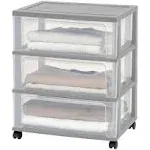 IRIS 3 Drawer Storage Cart with Wheels Gray