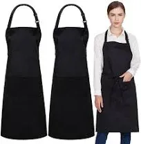 Jubatus 2 Pack 100% Cotton Aprons with 2 Pockets Cooking Chef Kitchen Adjustable Bib Apron for Women Men, Blue