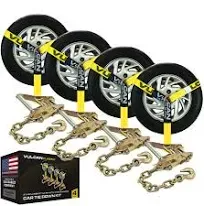 Vulcan Car Tie Down with Chain Anchors Lasso Style 2 Inch x 96 Inch