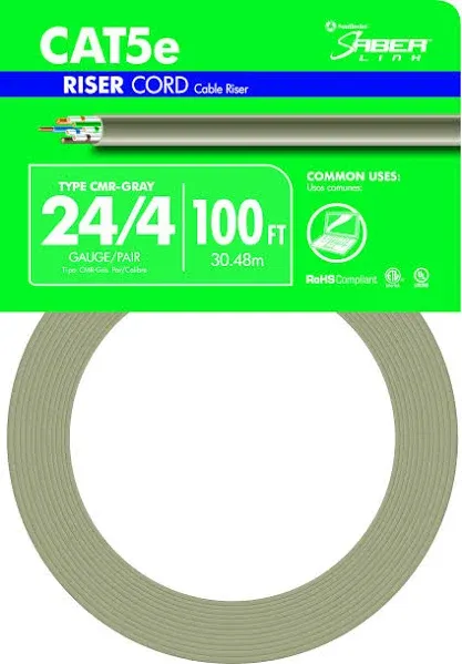 Southwire 56917943 Gray CAT5e 24/4 Gauge Wire, 100-ft, 100'