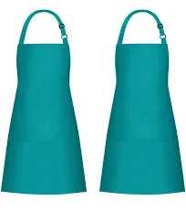 Pack 100% Cotton Aprons with Pockets Cooking Chef Kitchen Adjustable 2 Orange