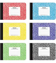 Oxford Jr. Composition Notebooks, Notebooks for School, School Supplies, Half Size, 4-7/8 x 7-1/2 Inches, Wide Ruled Paper, Kids Journal, 80 Sheets, Assorted Primary Covers, 6 Pack (63779)