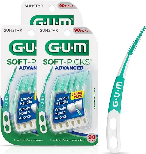 Gum Soft-Picks Advanced, Easy to Use Dental Picks for Teeth Cleaning Health, Disposable Interdental Brushes with Convenient Carry Case, Dentist