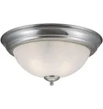 Design House 511550 Millbridge Traditional 2-Light Indoor Flush Mount Ceiling Light Dimmable Alabaster Glass for Bedroom Dining Room Kitchen, Satin Nickel