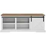 Walker Edison - Sliding Barn Door Entryway Acccent Bench - White