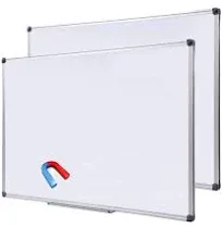 2 Pack 48 x 36 Large Magnetic Dry Erase Board with Removable Marker Tray| Commercial Quality Wall-Mounted Aluminum Message Presentation White Board for Home Office Classroom