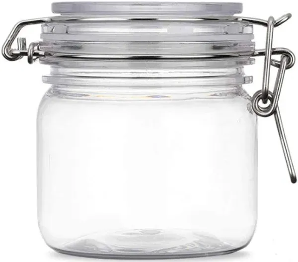 2Pcs 10 Oz/300ml Clear Round Plastic Home Kitchen Storage Sealed Jar Bottles ...