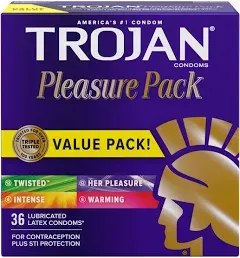 Trojan Pleasure pack Lubricated Latex Condoms (36 ct)