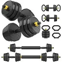 FEIERDUN Adjustable Dumbbells, 40/60/90lbs Free Weight Set with 4 Modes, Used as Barbell, Kettlebells, Push up Stand, Fitness Exercises for Home Gym Suitable Men/Women