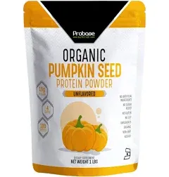 Probase Nutrition Organic Pumpkin Seed Protein Powder, Plant Based, Vegan, Unflavored, Unsweetened, No Added Sugar, Glut