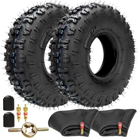 FVRITO 2 Pack of 4.10-4 410-4 4.10/3.50-4 Tire with Inner Tube for Lawn