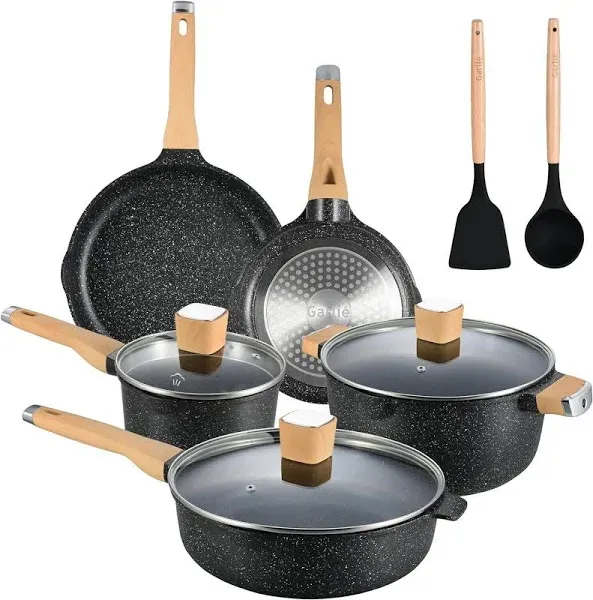 Nonstick Cookware Set Carote 8 Pcs Granite Stone Kitchen Cookware Sets (Black)