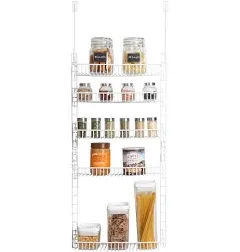 Smart Design Over The Door Adjustable Pantry Organizer Rack w/ 5 Adjustable