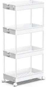 Spacekeeper Rolling Storage Cart 4 Tier Bathroom Organizer Mobile Shelving Unit Utility Cart Kitchen Laundry