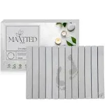 Maatted Home Large Stone Bath Mat, Quick Drying Shower Mat, Anti-Slip Diatomaceous Earth Mat, Dog Pet Bowl Mat, Fast Drying Dish Mat, Rollable and Foldable Bath Mat, White Bath Mat (30”X20” Cloud)