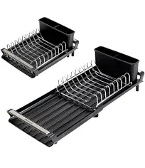 Erreke Dish Drainer Rack Compact Extendable Dish Drying Rack Drains into Sink