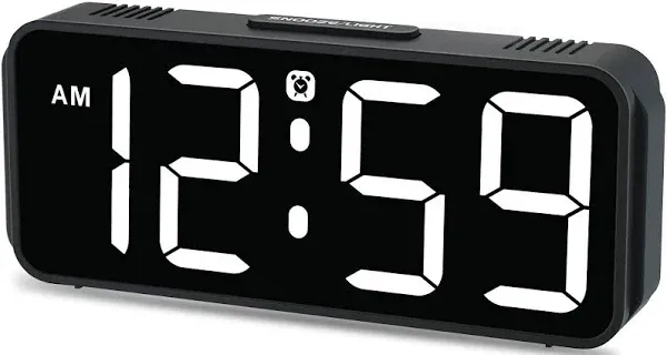 Peakeep Small Digital Alarm Clock Plug in for Bedrooms Bedside, Tiny Electric Clock Large Big Numbers Display with Battery Backup for Desk Table, 6 Dimmers, 5 Adjustable Alarm Volumes (Blue)