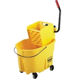 Rubbermaid WaveBrake 35 qt. Side-Press Mop Bucket and Wringer Combo On 