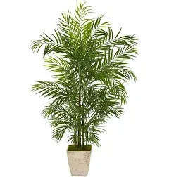 Nearly Natural 63-in. UV Resistant Areca Artificial Palm Tree Planter