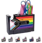 FTC Retro Cassette Tape Dispenser Office Supply Holder - 6.70 inch x 1.98 inch x 4.53 inch Progress Pride Flag