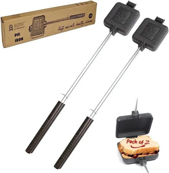 AILITOR Cast Iron Camp Pie Cooker Campfire Sandwich Maker Pack of 2