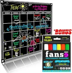 Fanse Monthly Magnetic Calendar for Refrigerator and Marker Set 18" x 14", Magnetic Fridge Calendar, Monthly Planner Blackboard Organizer Agenda Memo for Home, Grocery, Kitchen, Classroom, Dorm Room