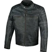 Men's SHADOW Motorcycle Jacket - Distressed Cowhide Leather – Armor High Visibility Vintage Biker Jacket Black S