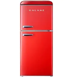 Galanz GLR46TRDER Retro Compact Refrigerator with Freezer Mini Fridge with Dual Door, Adjustable Mechanical Thermostat, 4.6 Cu Ft, Red