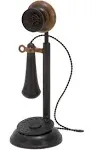 Metal Telephone Decor Vintage Style Sculpture Tiered Base &amp; Coil Wire Detailing