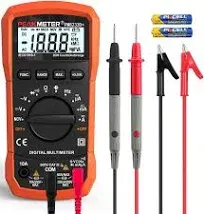 Auto-Ranging Digital Multimeter, AC/DC Amp Ohm Voltage Test Meter with Resist...