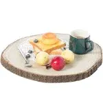 Vintiquewise 10 in. Dia Barky Natural Wood Slabs Rustic Ornament Slice Tray Table Charger