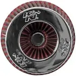 K&N Universal Air Filter Chrome Round Tapered Red - 4in Flange ID x 1.125in Flange Length x 5.5in H - RG-1001RD