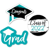 Big Dot of Happiness Teal 2024 Graduation Party - DIY Shaped Cut-Outs - 24 Count