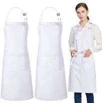 Jubatus 2 Pack 100% Cotton Aprons with 2 Pockets Cooking Chef Kitchen Adjustable Bib Apron for Women Men