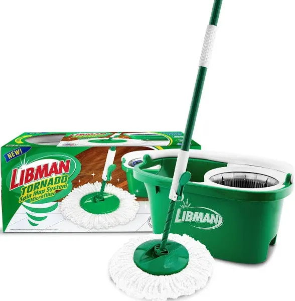 BEST DEAL Libman Tornado Spin Mop System - Green, 2 Mop Heads Included