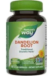 Nature&#039;s Way Dandelion Root Pill 525 mg Traditional Diuretic Herb 100 Capsules