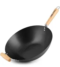 Housewares 14&#034; Heavy Duty Carbon Steel Cookware (ANW-102) Non-Stick Wok, black