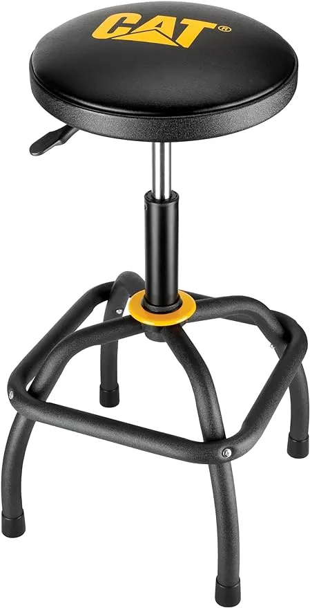 Heavy-Duty Pneumatic Shop Stool, Wrinkle Powder Coat Finish, Black and Yellow...